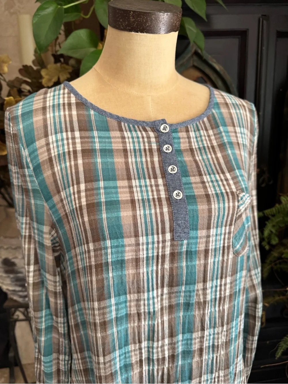 Altar’d State Plaid Cotton Tunic Dress Small Cottagecore Prairie Boho Whimsigoth